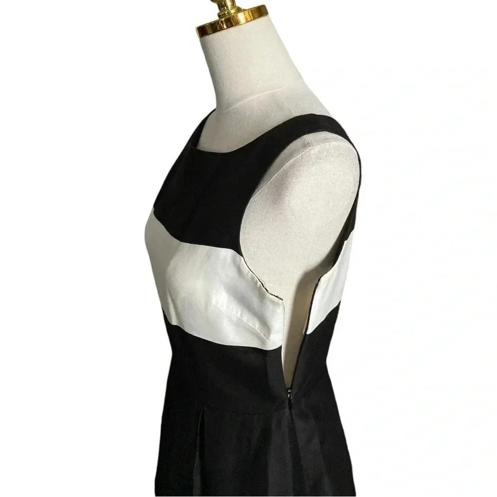 KATE SPADE | Black/White Color Block Fit & Flare Pleated Cocktail Dress Size 4